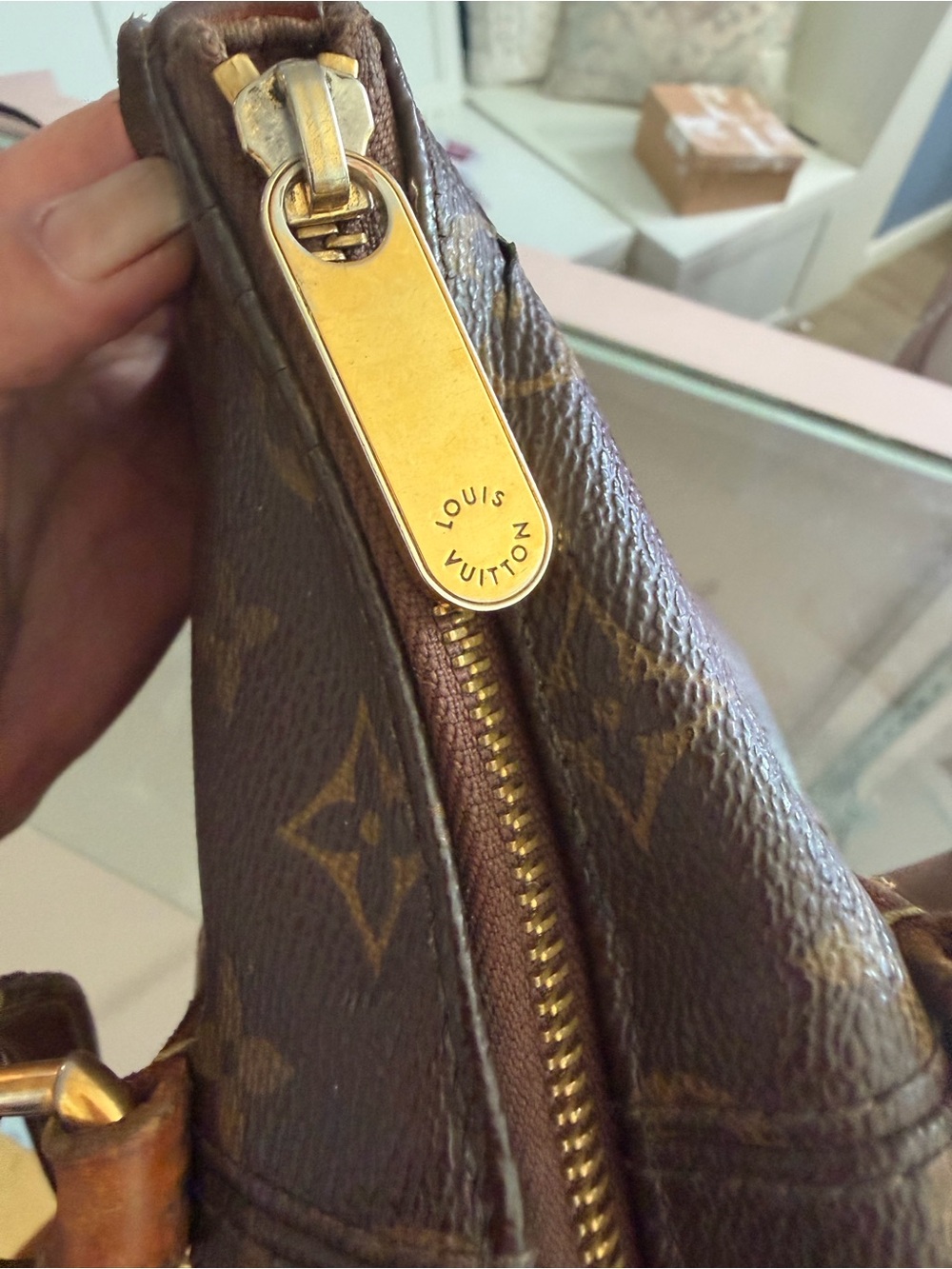 Louis Vuitton Monogram Canvas Shoulder Tote in Dark Brown and Tan - Picture 5 of 6